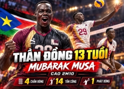 Người khổng lồ 13 tuổi ĐT Qatar gây chú ý khi hạ bóng chuyền Việt Nam