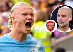 'Bắt chước' Rice, Haaland thốt lên 1 điều khi Man City hụt hơi trước Arsenal