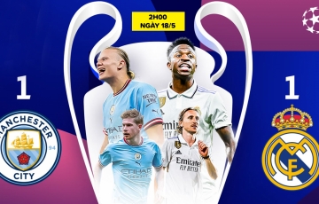 
                Trực tiếp cúp C1 hôm nay: Man City vs Real Madrid, 2h00 ngày 18/5
            