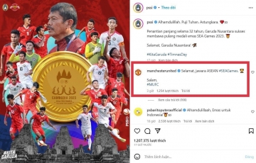 Giành HCV SEA Games sau 32 năm, U22 Indonesia được Man Utd chúc mừng