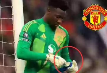 Onana gây tranh cãi khi bôi một thứ vào găng tay