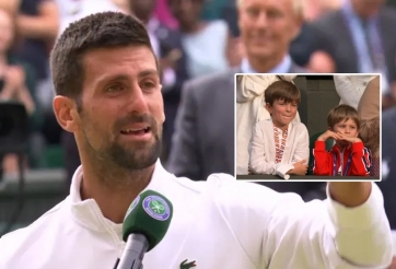 Novak Djokovic đập vợt, bật khóc khi nhìn các con trên khán đài
