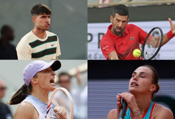 Xác định các tay vợt lọt tứ kết Roland Garros 2025