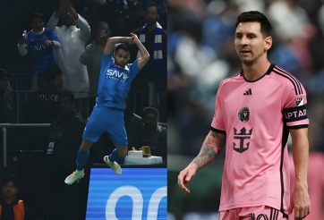 Cầu thủ Al Hilal thực hiện màn ăn mừng 'siu' của Ronaldo trước Messi