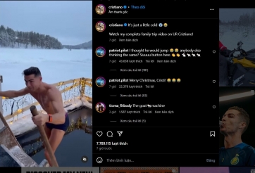 Ronaldo cởi trần ngâm mình trong nước dưới thời tiết -2 độ C