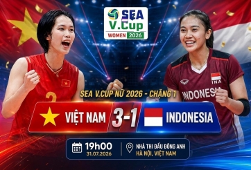 ĐT bóng chuyền nữ Việt Nam ngược dòng thắng Indonesia 3-1 tại SEA V.Cup 2026