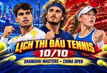 Lịch thi đấu tennis hôm nay 10/10: Alcaraz ra quân, Andreeva tranh vé chung kết