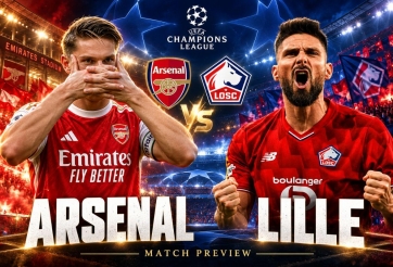 Siêu máy tính BeSoccer soi tỷ số Arsenal - Lille, Champions League 2026/27: Pháo thủ áp đảo