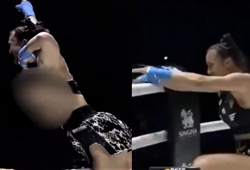 Hạ K.O đối thủ, nữ võ sĩ 'chơi lớn' với màn ăn mừng cởi đồ khoe vòng 1