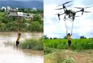 Dùng drone giải cứu em nhỏ giữa dòng lũ: Hành động phi thường của nông dân Gia Lai