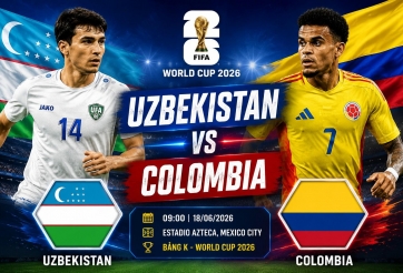 Trực tiếp bóng đá Uzbekistan vs Colombia, 9h00 hôm nay 18/6