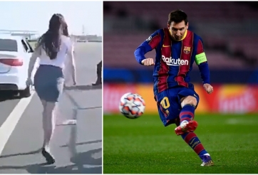 VIDEO: Hot girl Trung Quốc thể hiện trình 'sút bóng' xoáy như Messi