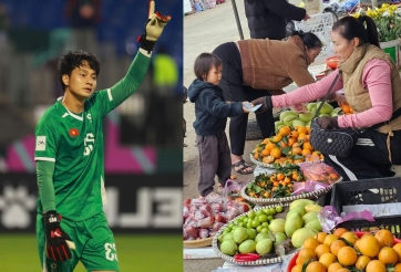 Gánh hoa quả của mẹ Cao Văn Bình nườm nượp đón khách sau VCK U23 châu Á