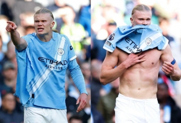 Haaland bị rách áo