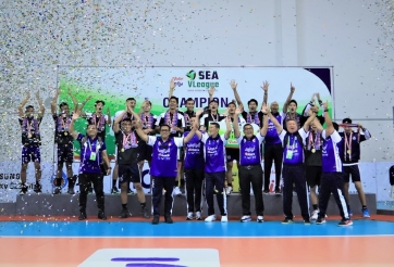 Trao thưởng chặng 2 bóng chuyền nam SEA V.League 2023: Indonesia vô địch