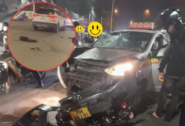 Hà Nội: Taxi ‘điên’ đâm trọng thương hai người đang dừng đèn đỏ