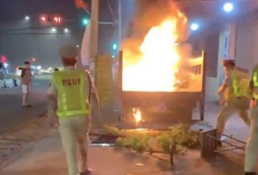 Bị xử phạt vì vi phạm nồng độ cồn, đối tượng manh động châm lửa đốt xe máy trên ô tô cảnh sát tại Đồng Nai