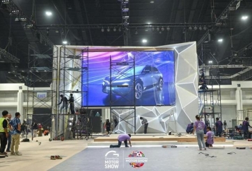 Lộ hình ảnh 'tiền hoàn thiện' của gian hàng VinFast tại triển lãm ô tô ở Thái Lan