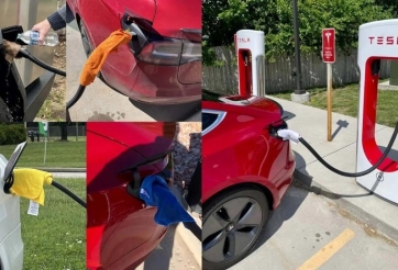 Tesla cảnh báo người dùng xe điện không nên quấn khăn ướt vào tay cầm súng sạc