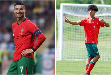 Phản ứng của Ronaldo ngày con trai ra mắt tuyển Bồ Đào Nha