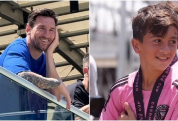 Messi cười 'toe toét' khi hai con trai lên ngôi vô địch