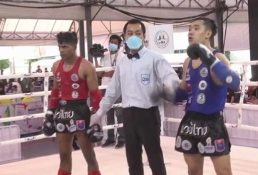 Tung mưa đòn, võ sĩ Việt Nam hạ gục đối thủ Đức để tiến vào tứ kết giải Muay Thế giới