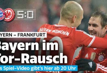 Video bàn thắng: Bayern 5-0 Frankfurt (Vòng 19 - Bundesliga 2013/14)