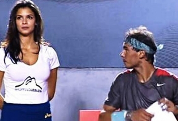 Nadal 'lác mắt' trước người mẫu nhặt bóng siêu vòng 1
