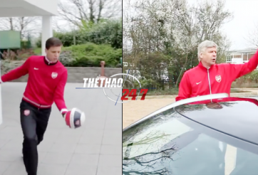 Video Szczesny liều lĩnh sút bóng vào xe của HLV Wenger
