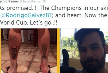 Ramos khoe hình xăm độc chào đón World Cup