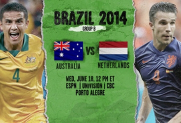 Link sopcast Australia vs Hà Lan World Cup 2014, 23h ngày 18/6