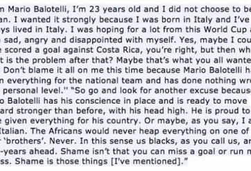 Balotelli viết 'tâm thư' cho NHM tuyển Ý