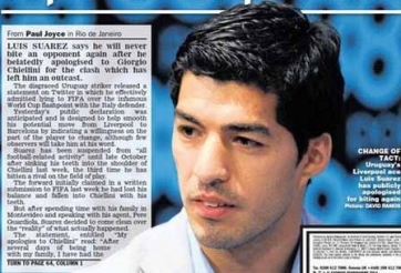 Suarez chính thức xin lỗi Chiellini