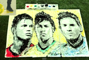 VIDEO: Nữ họa sỹ vẽ Ronaldo - Neymar - Messi như thật bằng trái bóng