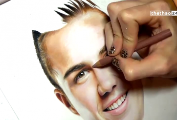 VIDEO: Cận cảnh vẽ chân dung người hùng World Cup y như thật