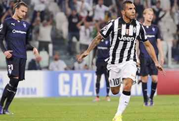 Tevez giải cơn khát bàn thắng 5 năm ở Champions League