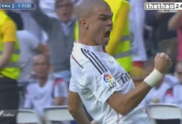 VIDEO: Phút 50-Pepe nâng tỉ số lên 2-1 cho Real (Real Madrid - Barcelona)