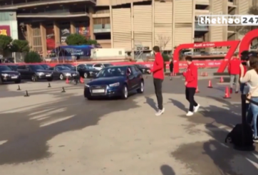 VIDEO: Sergio Busquets phóng xe 'bạt mạng' dọa Messi và Pique