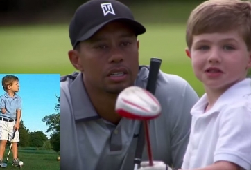 VIDEO: Cảm động ''golf thủ'' 3 tuổi cụt tay vui mừng khi gặp Tiger Woods