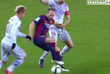 VIDEO: Cận cảnh pha lừa bóng sở trường của Iniesta vs Atletico