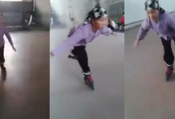 VIDEO: Tròn mắt với màn trượt patin điêu luyện của cụ bà