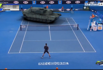VIDEO hài hước: Novak Djokovic đánh tennis với xe tăng Mỹ