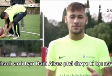 VIDEO: Neymar ghi bàn bằng... bóng bầu dục rồi thách đố Dani Alves