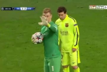 VIDEO: Messi 'chơi đểu' bất thành với thủ môn Joe Hart