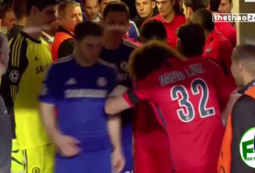 VIDEO: David Luiz gây gổ với Ivanovic trong đường hầm