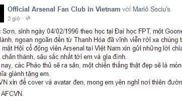 Cộng đồng Fan Arsenal Việt Nam nhận tin buồn trước trận gặp Hull City