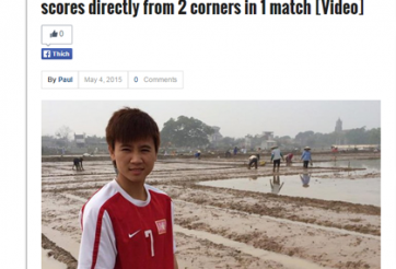 Hai bàn thắng từ chấm phạt góc của Tuyết Dung lên báo nước ngoài