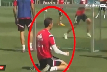 VIDEO: Ghi bàn trong buổi tập CR7 ăn mừng như đội nhà vào chung kết C1