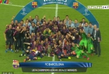 VIDEO: Lễ trao cúp vô địch UEFA Champions League 2015 cho Barcelona