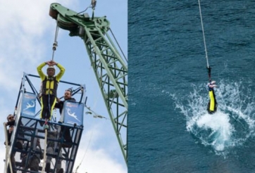 VIDEO: Bất ngờ với cụ ông 73 tuổi nhảy từ độ cao hơn 100m xuống hồ nước